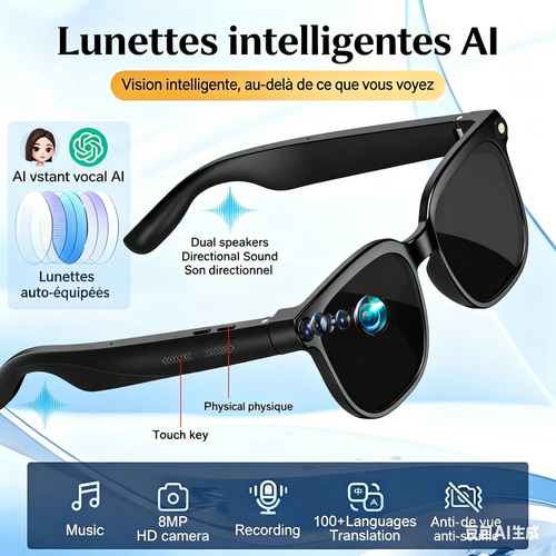 Lunettes intelligentes Bluetooth avec caméra