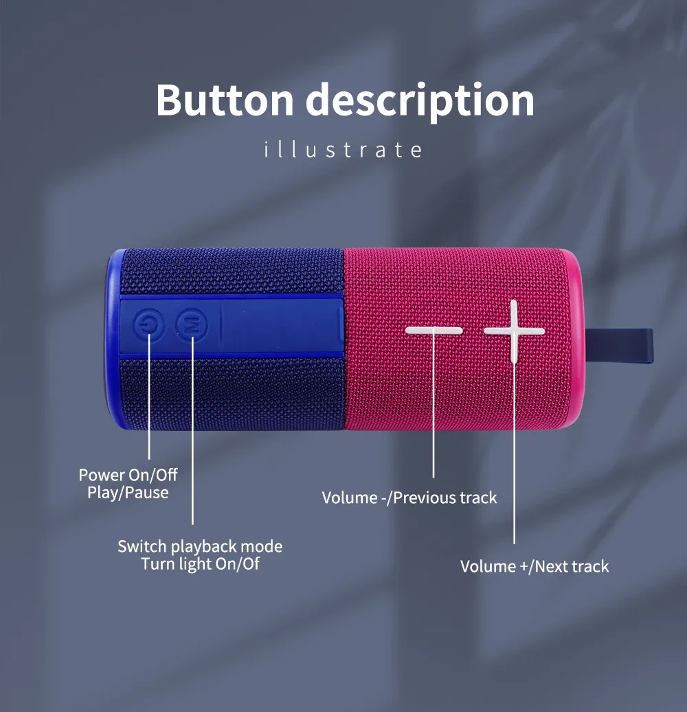 Enceinte Bluetooth magnétique séparable double 2*10W, éclairage RGB, étanche IPX6, stéréo HIFI TWS