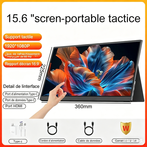 Écran portable 16 pouces IPS, définition 1920 × 1200