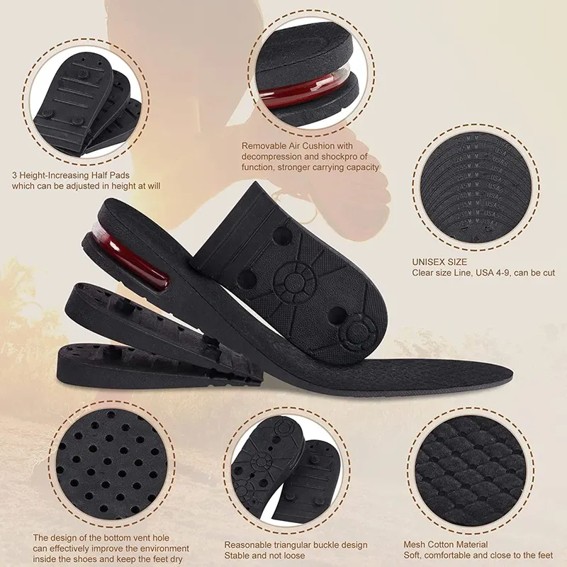 Semelles compensatrices à coussin d'air pour homme et femme