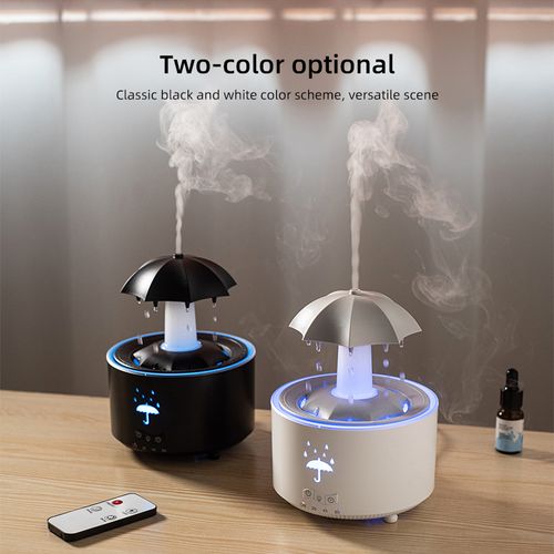 Humidificateur diffuseur d'arôme en forme de goutte d'eau et parapluie tournant multicolore