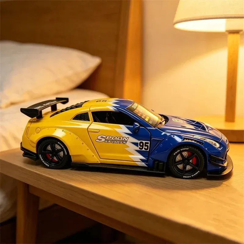Réveil hypercar racing carrosserie large imitation noir rouge, écran LED métallique avec fonction brumisateur, déco de bureau, cadeau pour amateurs de voitures