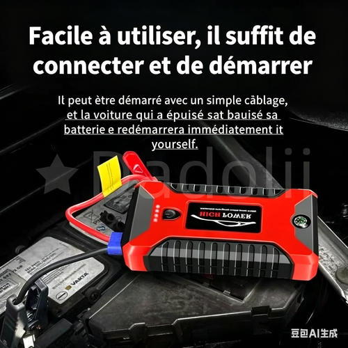 Nouveau Démarreur de Voiture d'Urgence 12V, Batterie de Secours avec Pompe à Air et Fonction Power Bank