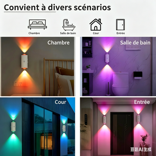 مصباح ليلي LED بمستشعر حركة، ألوان RGB متغيرة، مصباح جداري لاسلكي مغناطيسي قابل للشحن، مصباح غروب الشمس لغرف النوم والصالات
