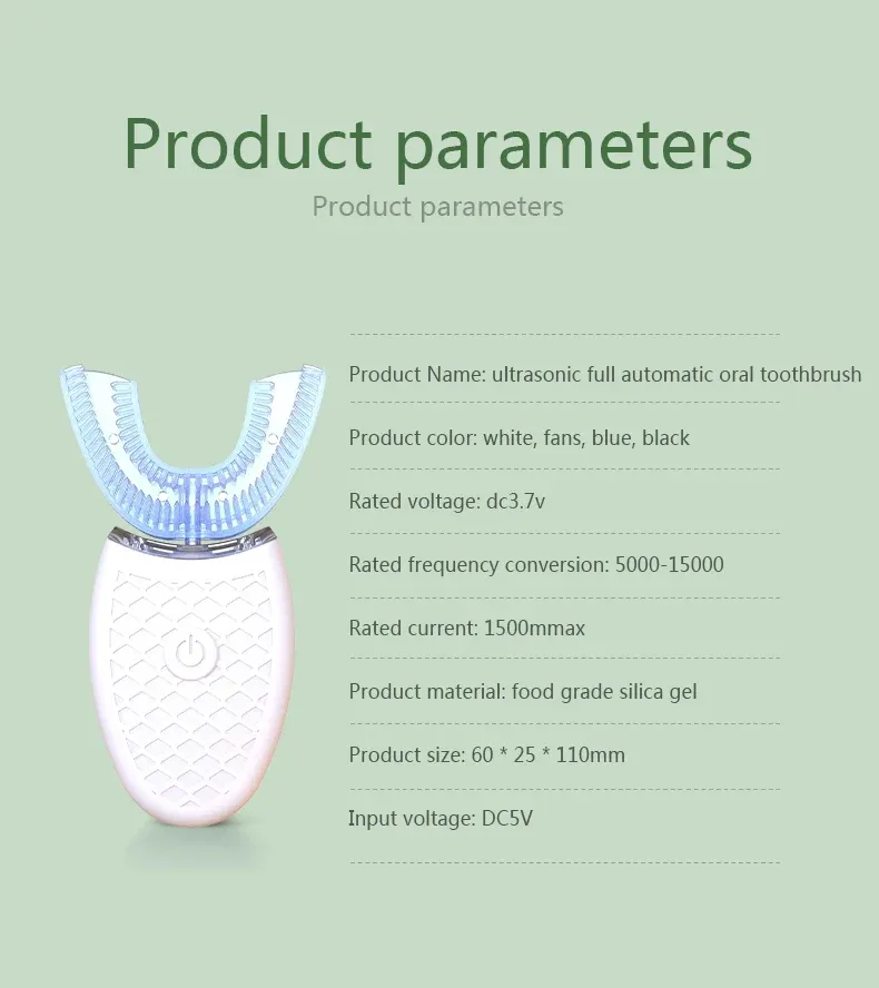Brosse à dents électrique sonique en forme U