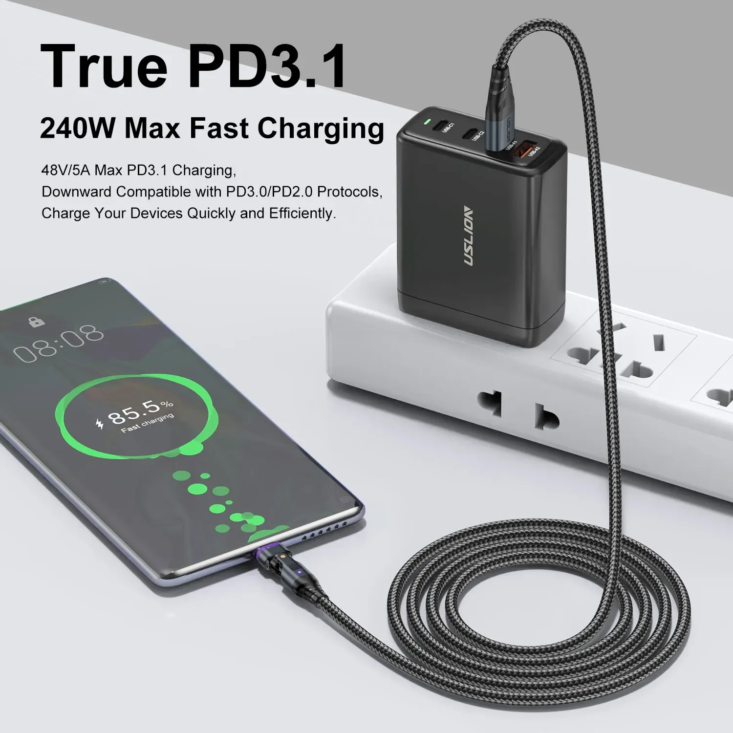 Câble de charge 6-en-1 à charge ultra-rapide 240W