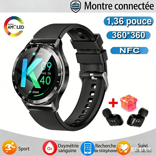 Montre connectée 2 en 1 avec écouteurs TWS