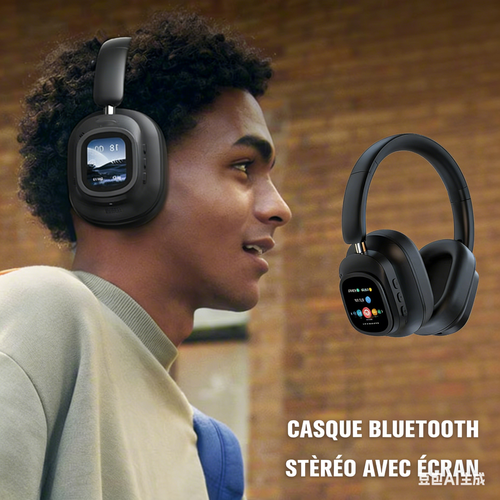Écouteurs sans fil avec écran tactile, écran LCD, fonction de charge, réduction de bruit et graves profonds