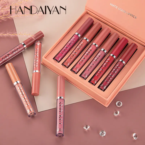 🇲🇦 Kit 6 pièces de rouges à lèvres liquides mats – fini velours doux – longue tenue et résistant à l eau – fini non collant – kit maquillage multi-usages pour tous types de peau et débutantes – Paiement à la livraison 🔥💄💋💧🛒