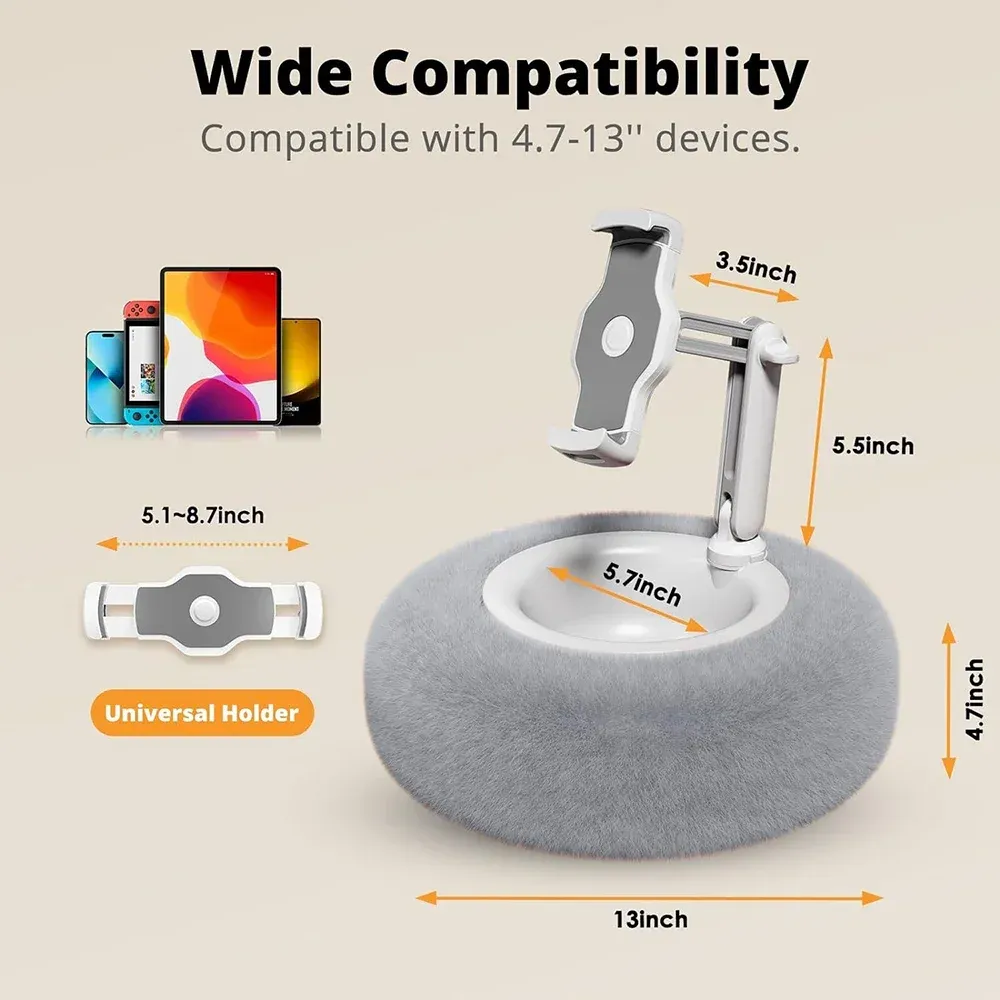 Coussin peluche support pour téléphone et tablette, support de bureau, longueur et angle réglables pour live et appel vidéo