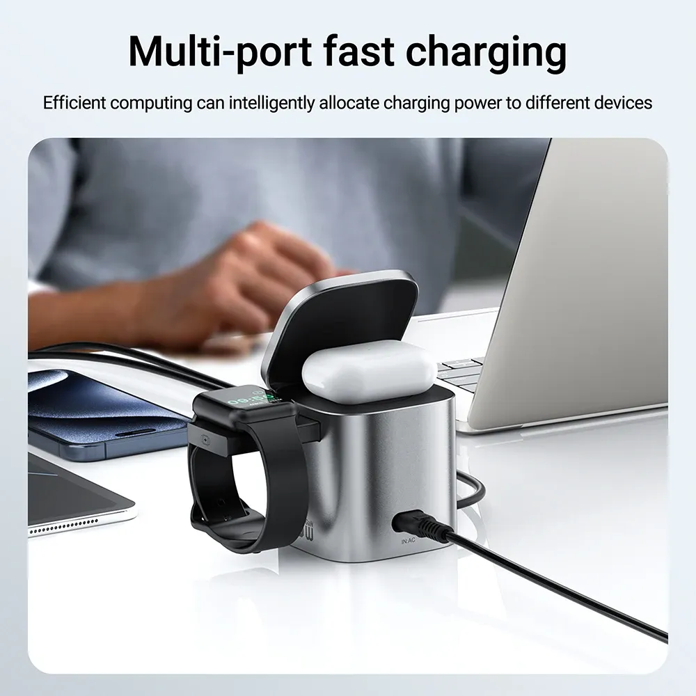 Station de charge sans fil magnétique multifonction 6 en 1 GaN 65W