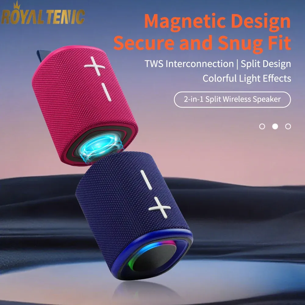 Enceinte Bluetooth magnétique séparable double 2*10W, éclairage RGB, étanche IPX6, stéréo HIFI TWS