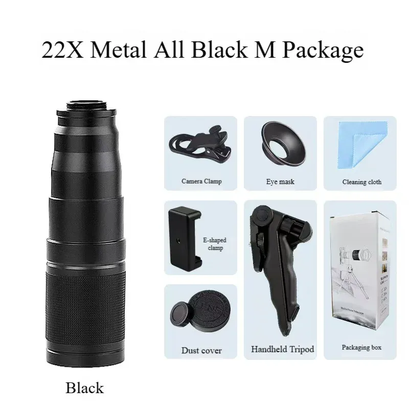 Télescope pour téléphone portable tout métal 22x, objectif téléphoto zoom haute définition externe pour concert