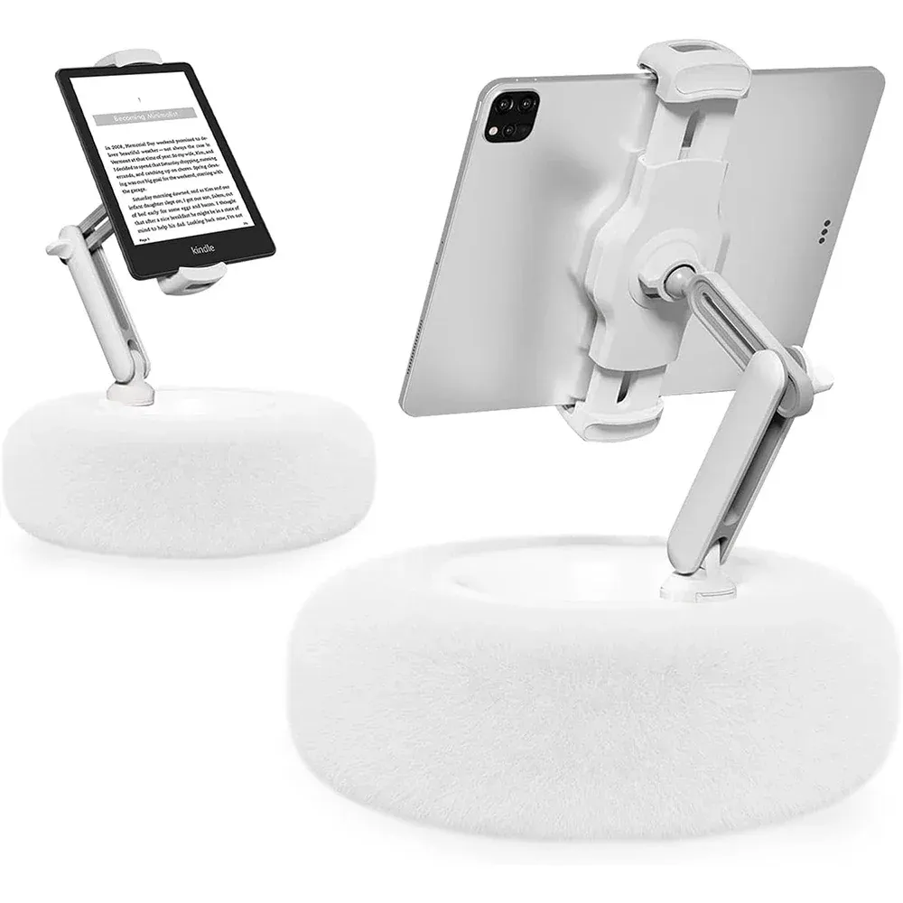 Coussin peluche support pour téléphone et tablette, support de bureau, longueur et angle réglables pour live et appel vidéo