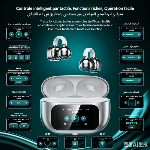 🇲🇦🔥 Écouteurs de traduction Bluetooth – écran tactile intelligent – son de haute qualité – Paiement à la livraison 🔥🎧📱🔊🛒
