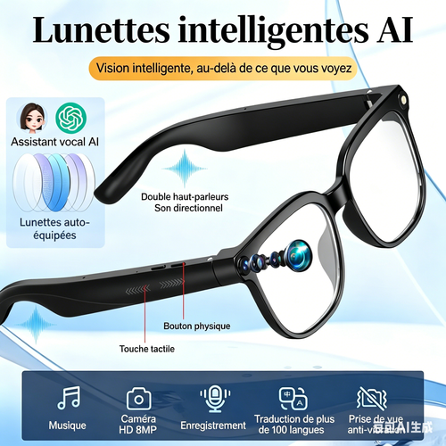 Lunettes intelligentes Bluetooth avec caméra