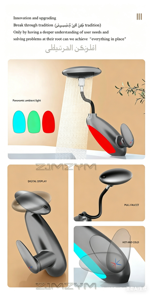 Robinet rétractable pivotant à 360°, LED, 4 modes de sortie d'eau