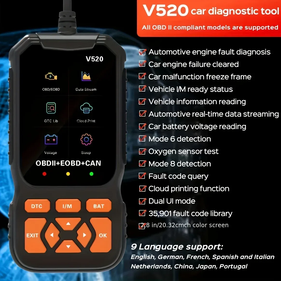 Outil de diagnostic automobile haut de gamme OBDII professionnel