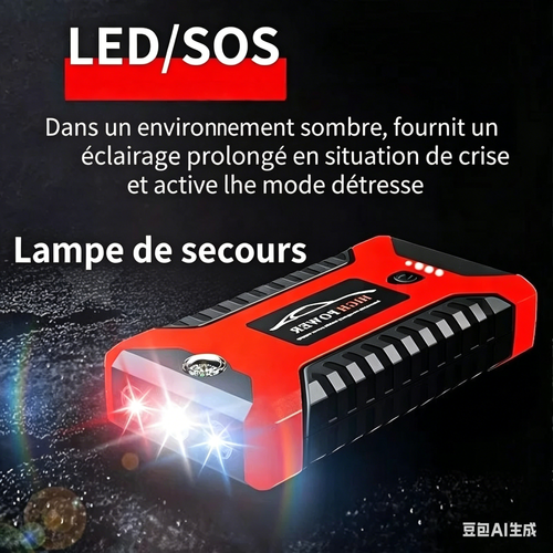 Nouveau Démarreur de Voiture d'Urgence 12V, Batterie de Secours avec Pompe à Air et Fonction Power Bank