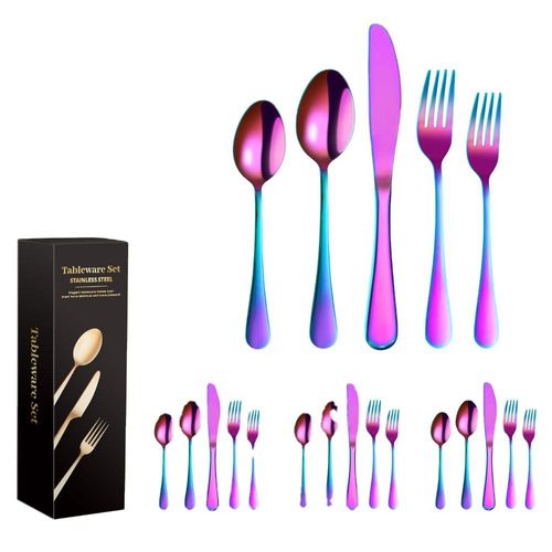 Ensemble de vaisselle haut de gamme en acier inoxydable, 20 pièces