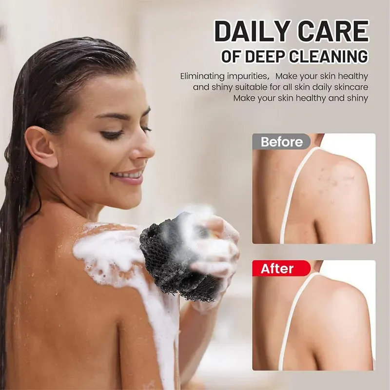Éponge filet de bain naturelle exfoliante profonde, nettoie bras, dos, jambes et cou, rend la peau du corps douce et lisse