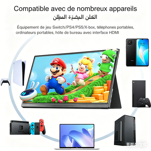 Écran portable 16 pouces IPS, définition 1920 × 1200