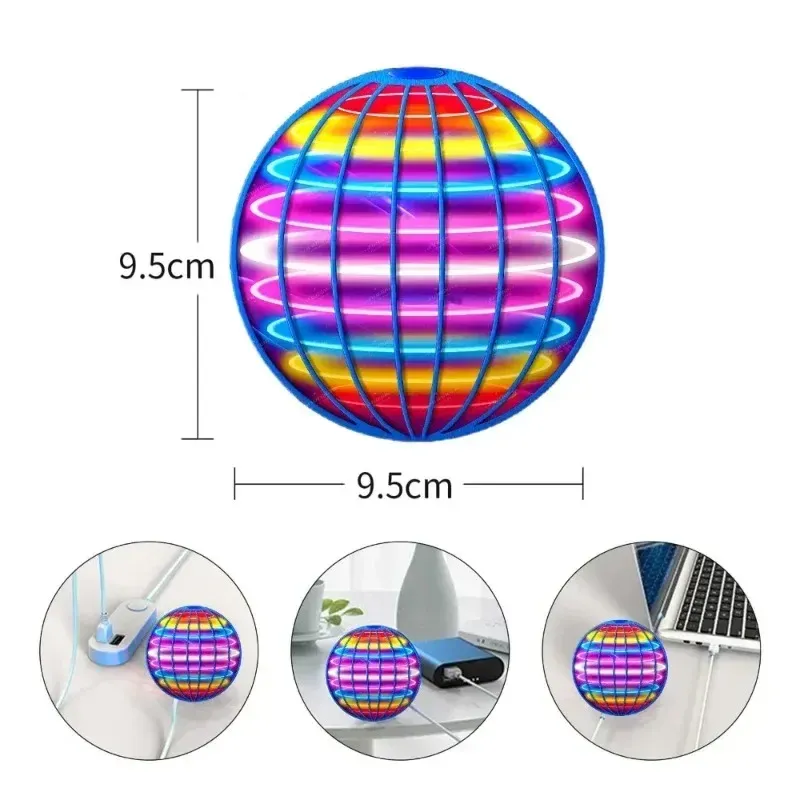 Boule lumineuse à LED suspendue, rotation 360° multicolore