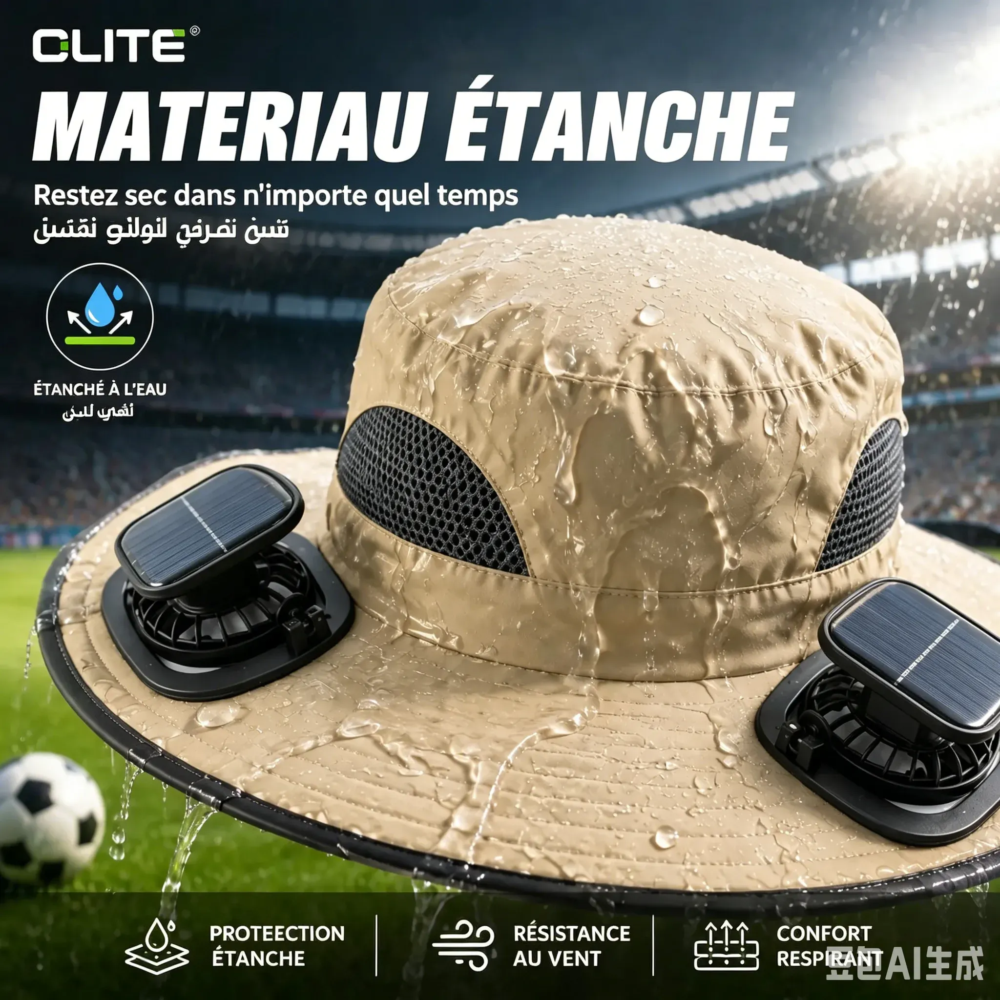 Chapeau de seau homme à séchage rapide, grande taille, chapeau solaire avec ventilateur à énergie solaire, rechargeable USB, pour randonnée, camping, pêche en extérieur