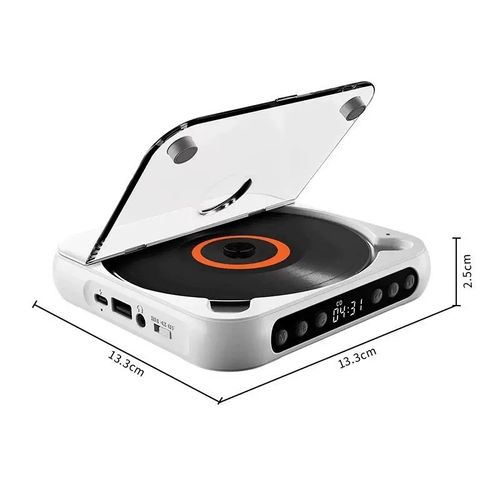 Lecteur CD Bluetooth de bureau portable Qoosea pour la maison avec minuterie, haut-parleurs HiFi intégrés, écran LCD et radio FM boombox