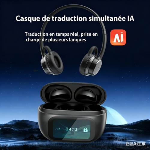 Casque de traduction Bluetooth à écran intelligent et basse profonde