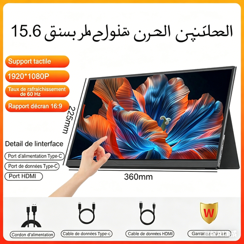 Écran portable 16 pouces IPS, définition 1920 × 1200