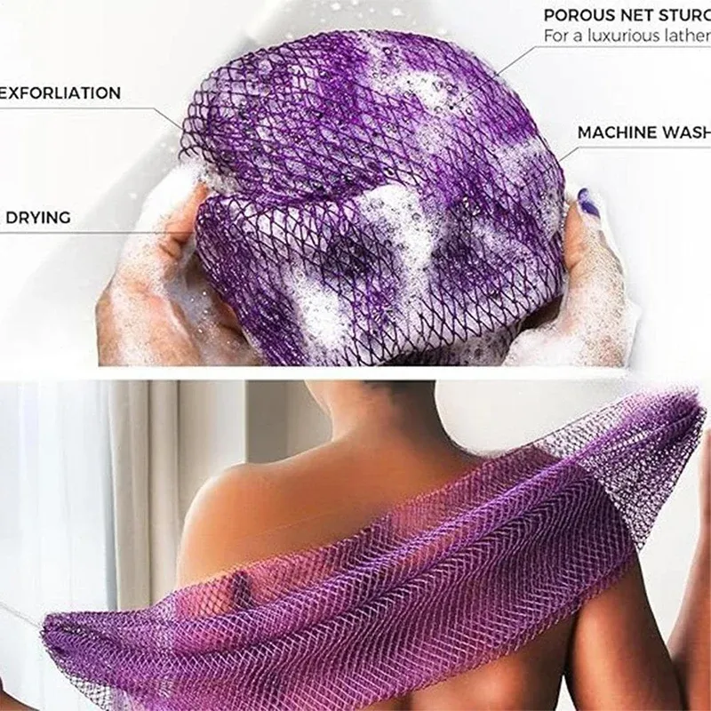 Éponge filet de bain naturelle exfoliante profonde, nettoie bras, dos, jambes et cou, rend la peau du corps douce et lisse