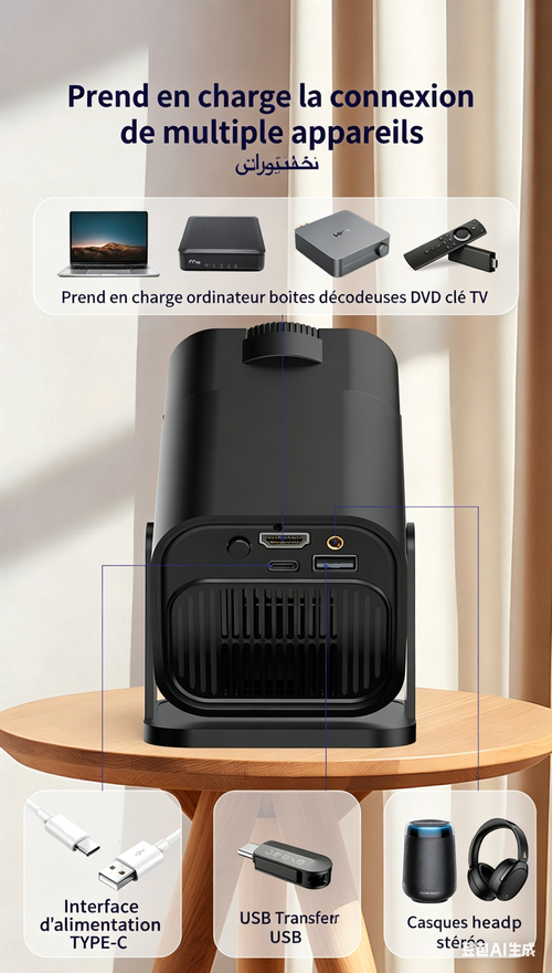 Projector with WiFi and Bluetooth Support  8K.4K Compatible   1280*720P Resolution   Built-in Speaker
