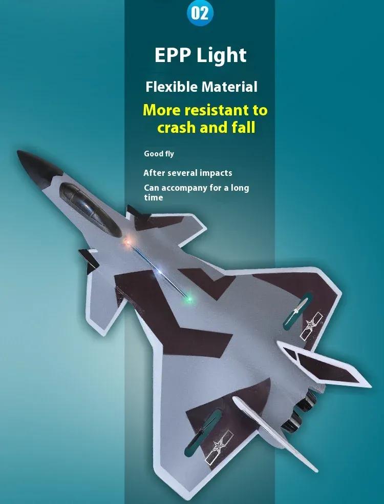 Avion radiocommandé nouveau chasseur J-20, planeur électrique à ailes fixes en mousse, modèle jouet cadeau pour enfants