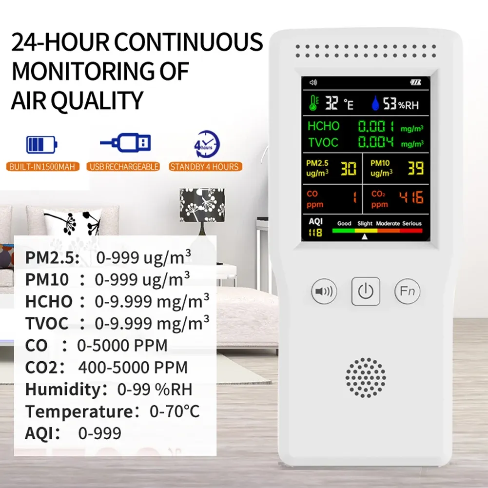 Détecteur de qualité de l'air 9 en 1