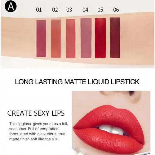 🇲🇦 Kit 6 pièces de rouges à lèvres liquides mats – fini velours doux – longue tenue et résistant à l eau – fini non collant – kit maquillage multi-usages pour tous types de peau et débutantes – Paiement à la livraison 🔥💄💋💧🛒