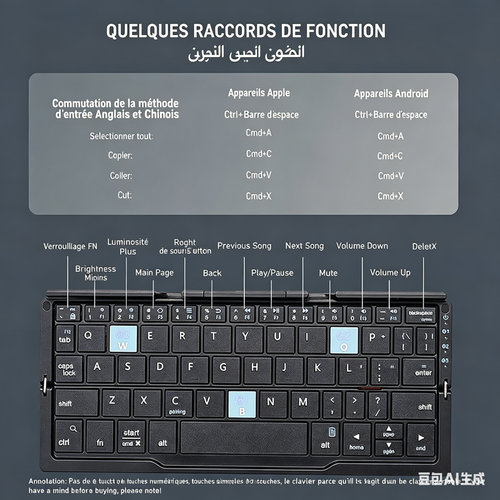 Clavier pliable portable sans fil