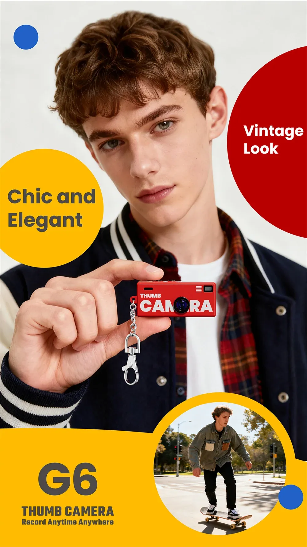 Mini caméra porte-clés rétro