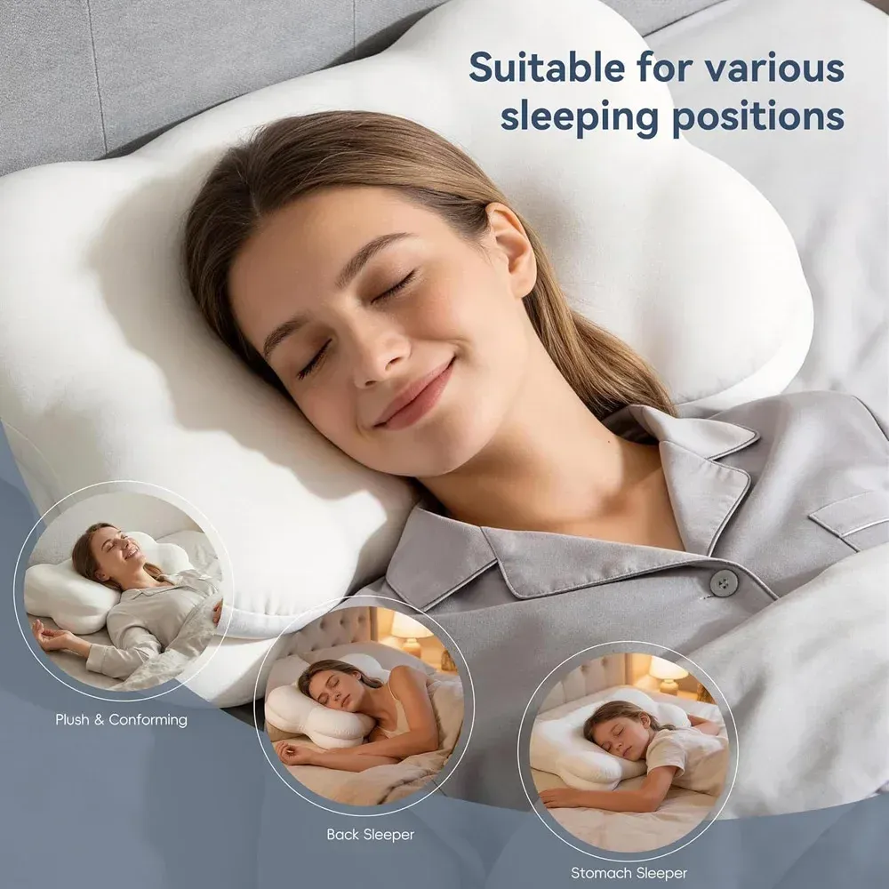Oreiller nuage confortable, mousse mémoire ergonomique soutien cervical pour dormeurs latéraux, housse respirante lavable
