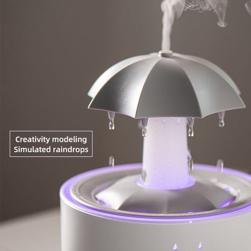 Humidificateur diffuseur d'arôme en forme de goutte d'eau et parapluie tournant multicolore