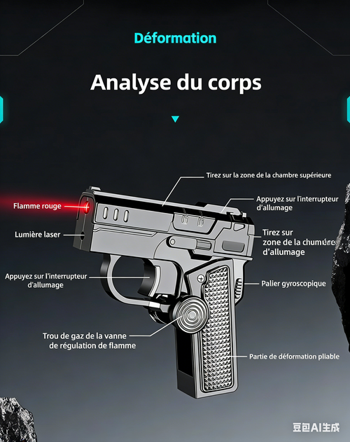 Briquet multifonction pliable à double forme