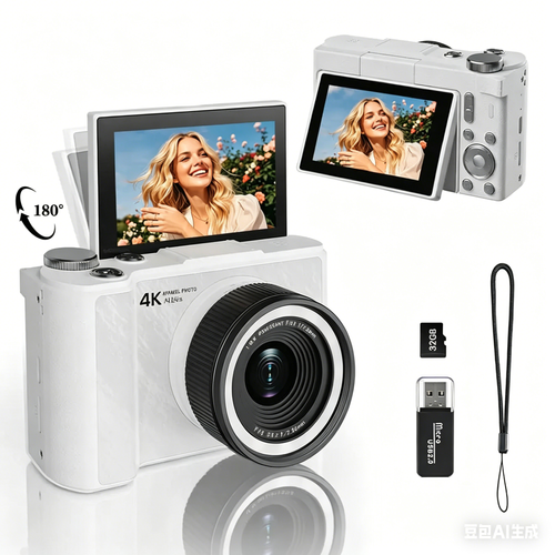 Portable Vlog Camera with 32GB SD Card