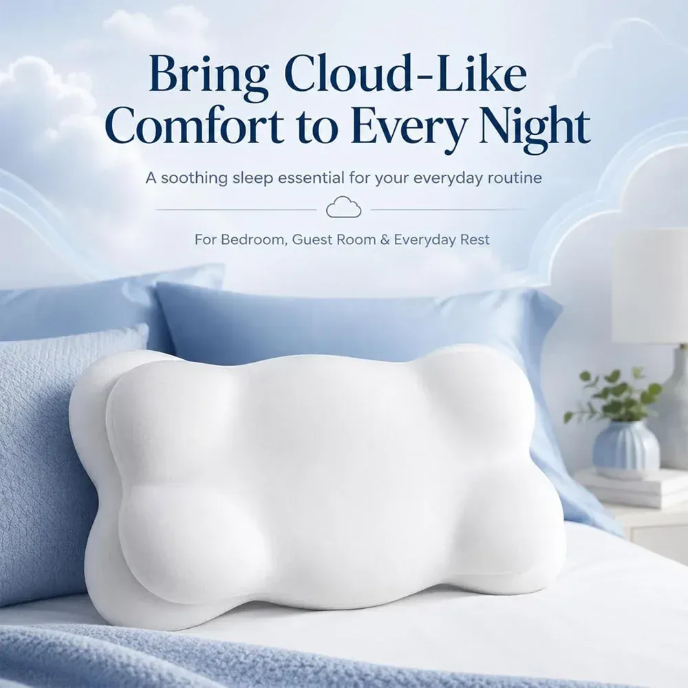 Oreiller nuage confortable, mousse mémoire ergonomique soutien cervical pour dormeurs latéraux, housse respirante lavable