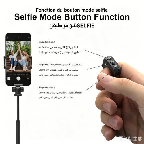 جهاز تحكم لاسلكي قابل للشحن متعدد الاستخدامات للصور الذاتية وتسجيل الفيديوهات