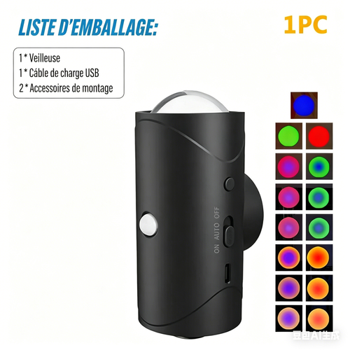 مصباح ليلي LED بمستشعر حركة، ألوان RGB متغيرة، مصباح جداري لاسلكي مغناطيسي قابل للشحن، مصباح غروب الشمس لغرف النوم والصالات