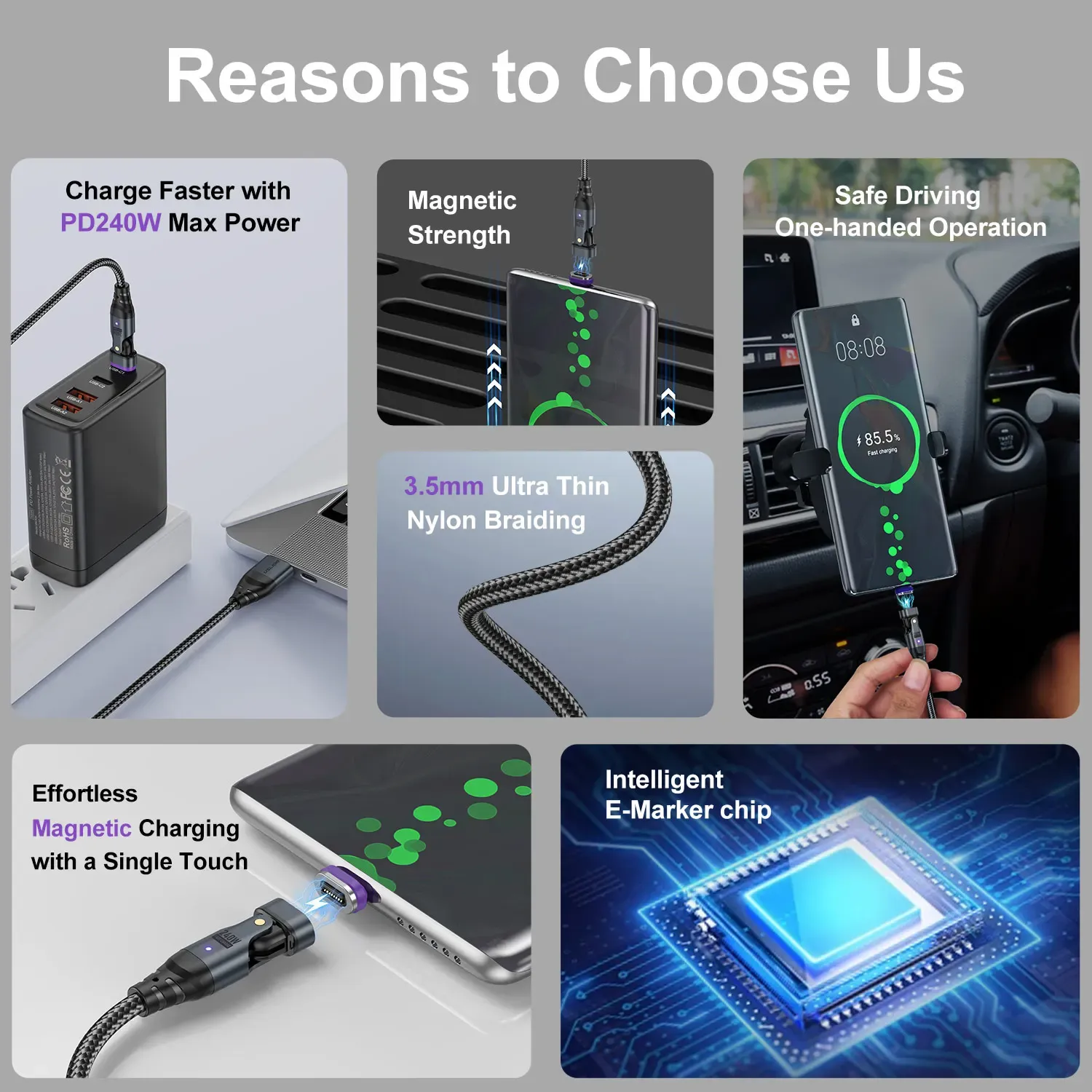 Câble de charge 6-en-1 à charge ultra-rapide 240W