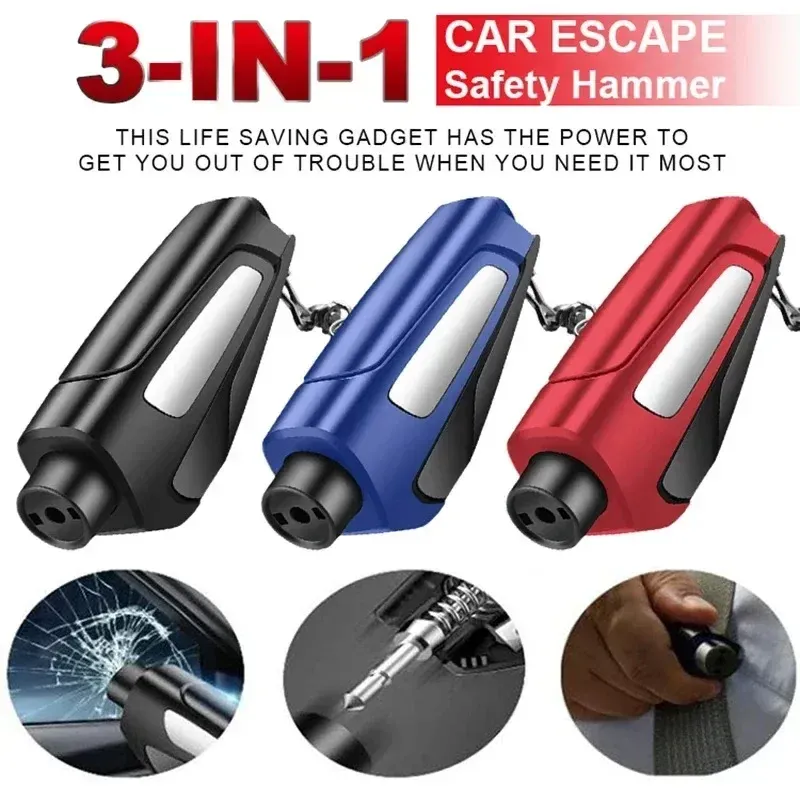 COD Lot de 1 Marteaux de Sécurité Auto 2-en-1 : Brise-Vitre et Coupe-Ceinture Intégré