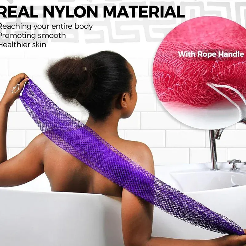 Éponge filet de bain naturelle exfoliante profonde, nettoie bras, dos, jambes et cou, rend la peau du corps douce et lisse