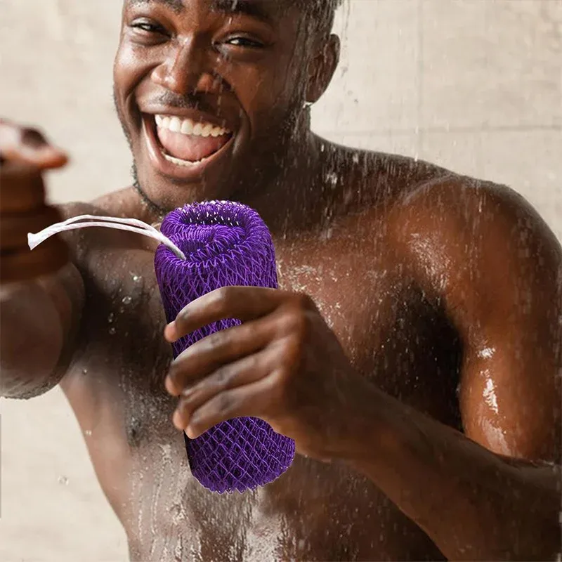 Éponge filet de bain naturelle exfoliante profonde, nettoie bras, dos, jambes et cou, rend la peau du corps douce et lisse