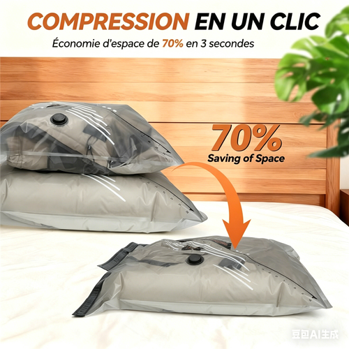 Pompe rechargeable sans fil + sachets économiseurs despace pour voyage et rangement